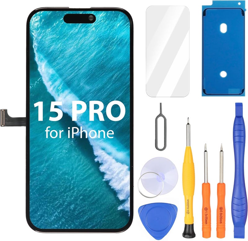 Ayake Store for iPhone 15 Pro Screen Replacement, 6.1 inch FHD LCD Display and Touch Digitizer Screen, True Tone Programmable, Face ID Remains (for A2848, A3101, A3102, A3104) - Image 1